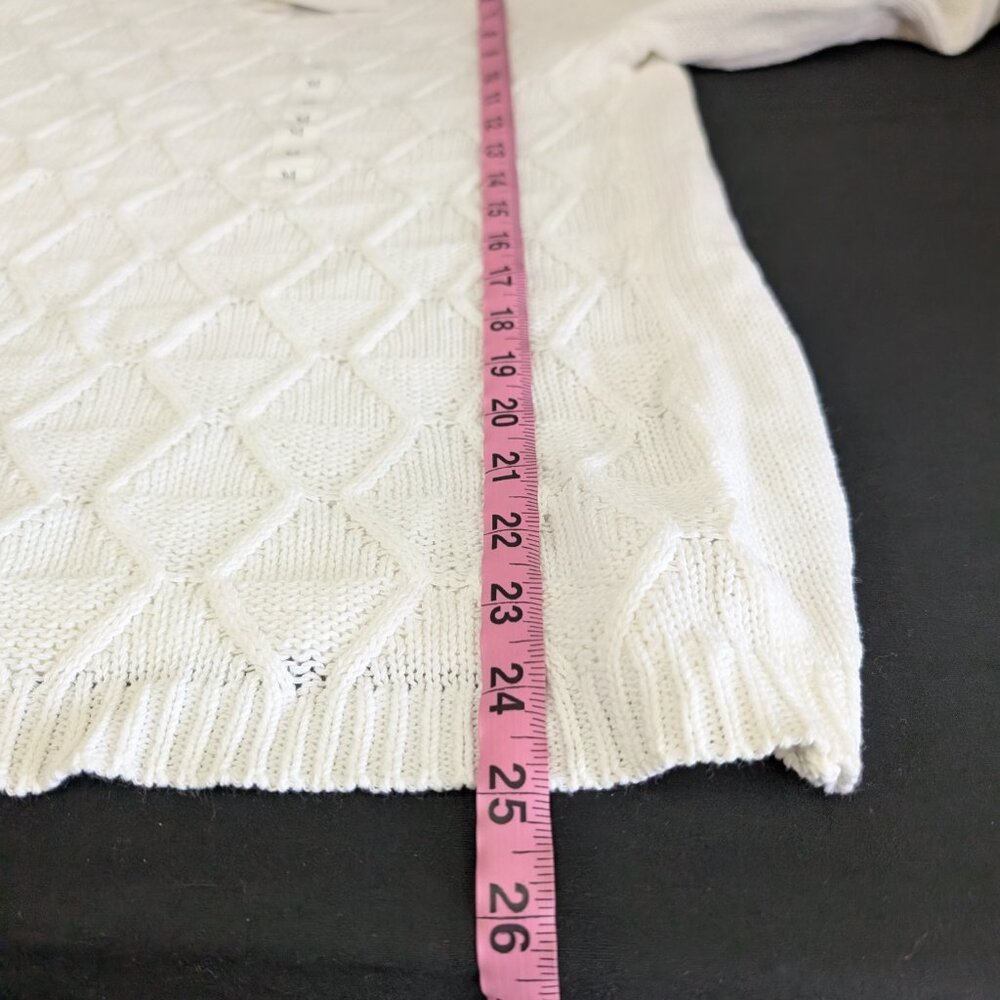 Croft & Barrow Open Knit Crochet Sweater White Cotton Blend Women's Medium NWT - Picture 7 of 8